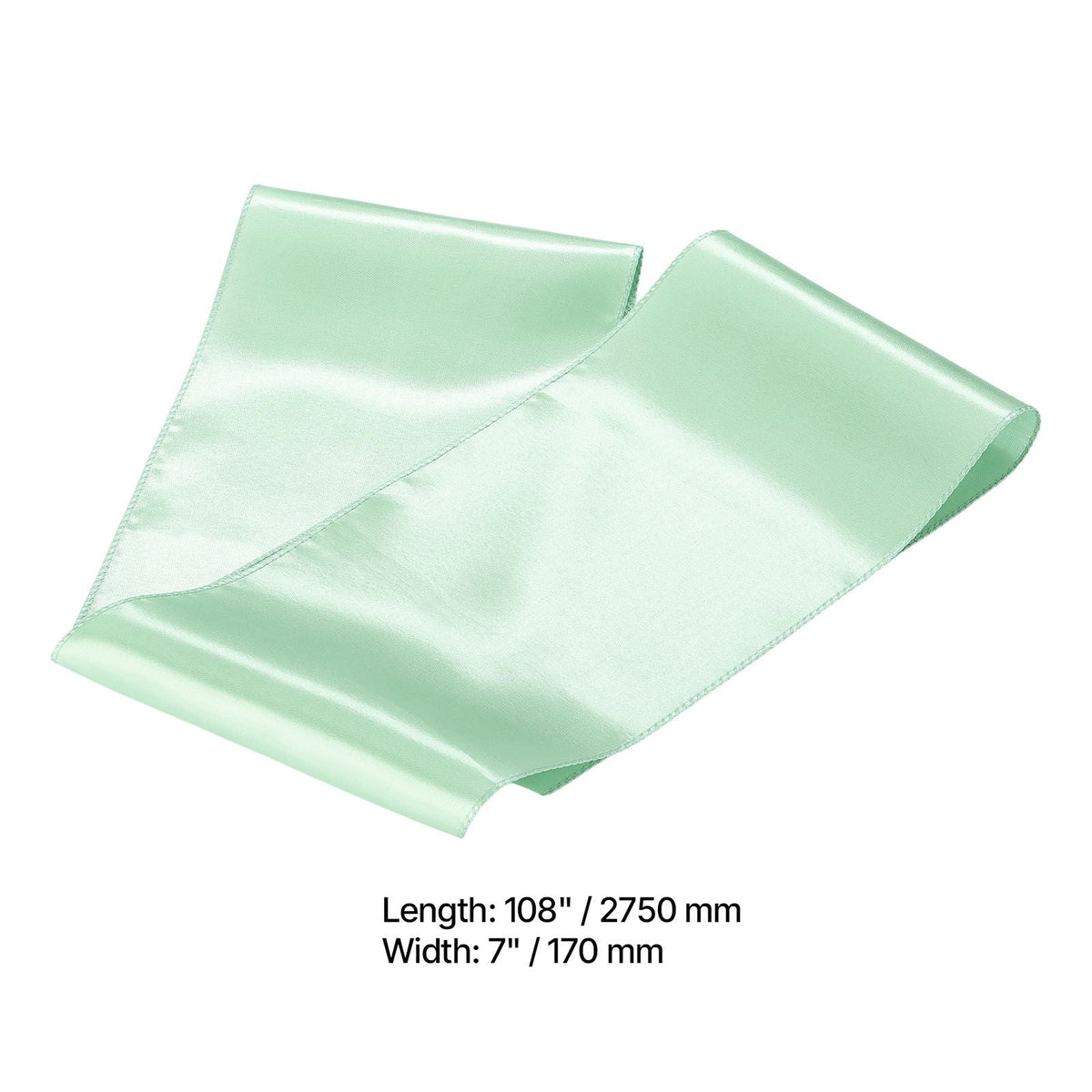 Satin Chair Sashes Bows, 100PCS Chair Ribbon Ties Back Sash, 7 x 108 inch, Light Green Wedding Reception Decoration, for Wedding Ceremony Baby Shower Party Events Banquet Chair Cover Decoration