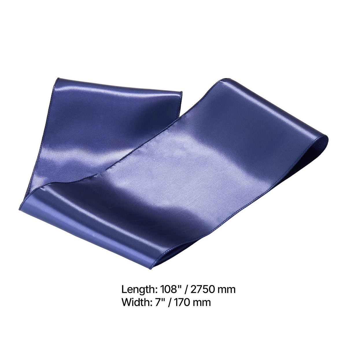 Satin Chair Sashes Bows, 50PCS Chair Ribbon Ties Back Sash, 7 x 108 inch, Navy Blue Wedding Reception Decoration, for Wedding Ceremony Baby Shower Party Events Banquet Chair Cover Decoration
