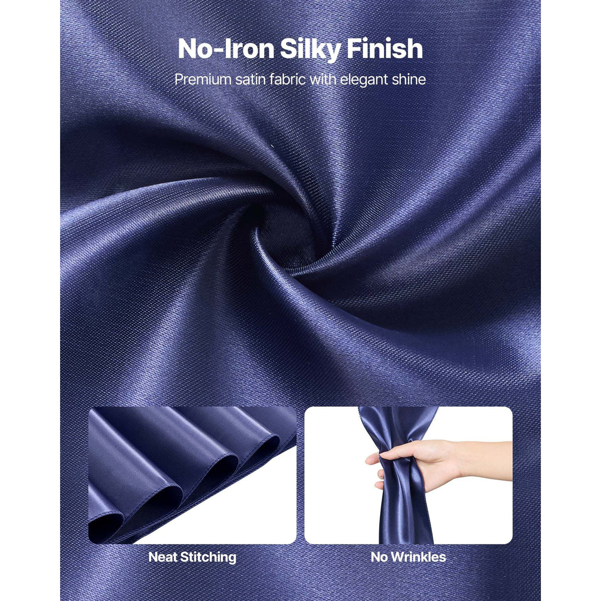 Satin Chair Sashes Bows, 50PCS Chair Ribbon Ties Back Sash, 7 x 108 inch, Navy Blue Wedding Reception Decoration, for Wedding Ceremony Baby Shower Party Events Banquet Chair Cover Decoration