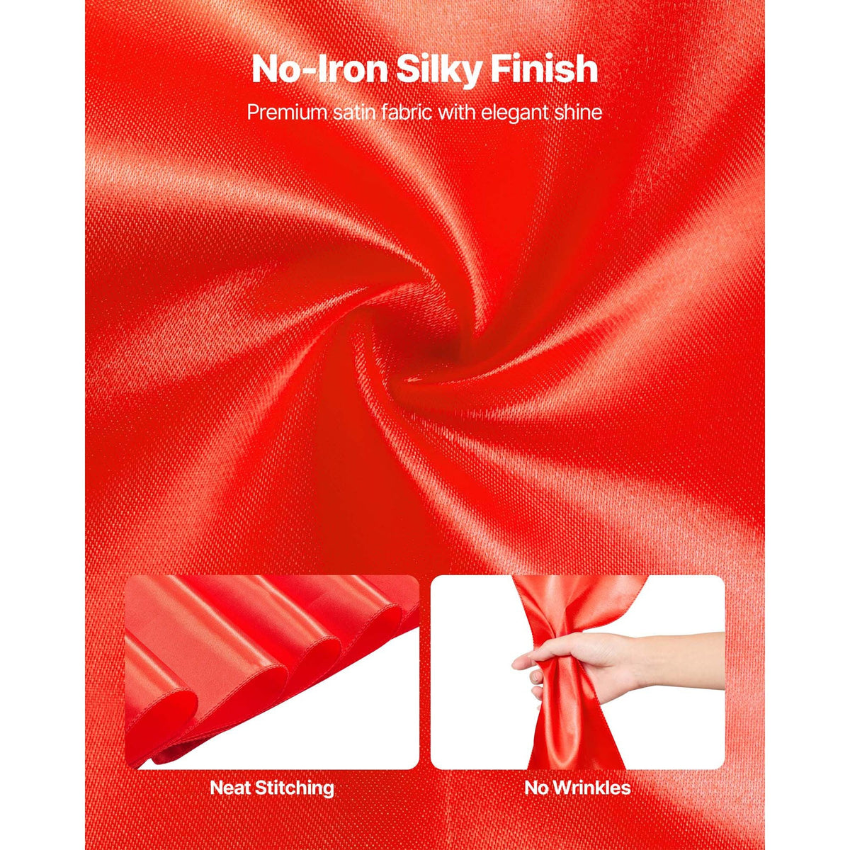 Satin Chair Sashes Bows, 50PCS Chair Ribbon Ties Back Sash, 7 x 108 inch, Red Wedding Reception Decoration, for Wedding Ceremony Baby Shower Party Events Banquet Chair Cover Decoration