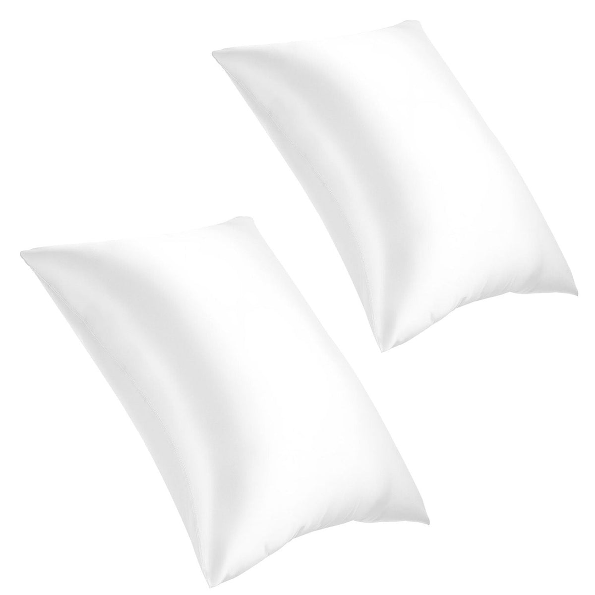 Satin Pillowcase, 2 Pack Standard Size Satin Pillow Cases for Hair and Skin, Similar to Silk Pillowcases with Hidden Zipper, Smooth, Soft and Breathable Cooling Pillowcase, for Sleeping (White)