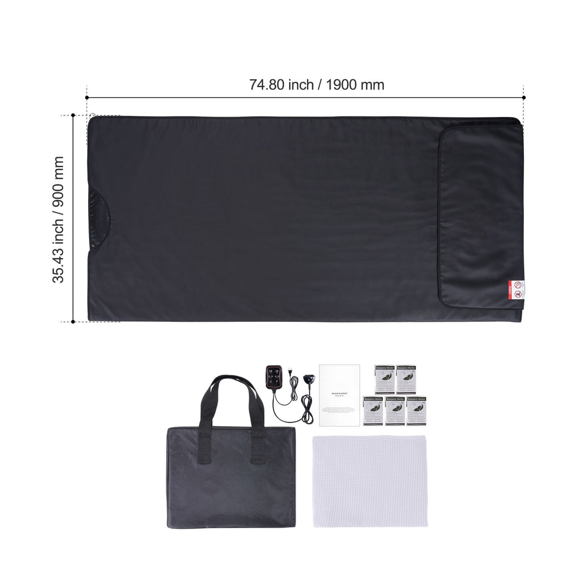 Sauna Blanket for Detoxification, Portable Far Infrared Sauna for Home, PU Sauna Bag w/ Therapy Stones & Carbon Fiber Heating, 1-6 Level Adjustable Temp 95-185 F, 1-60 Minutes Timer, 75 x 35in