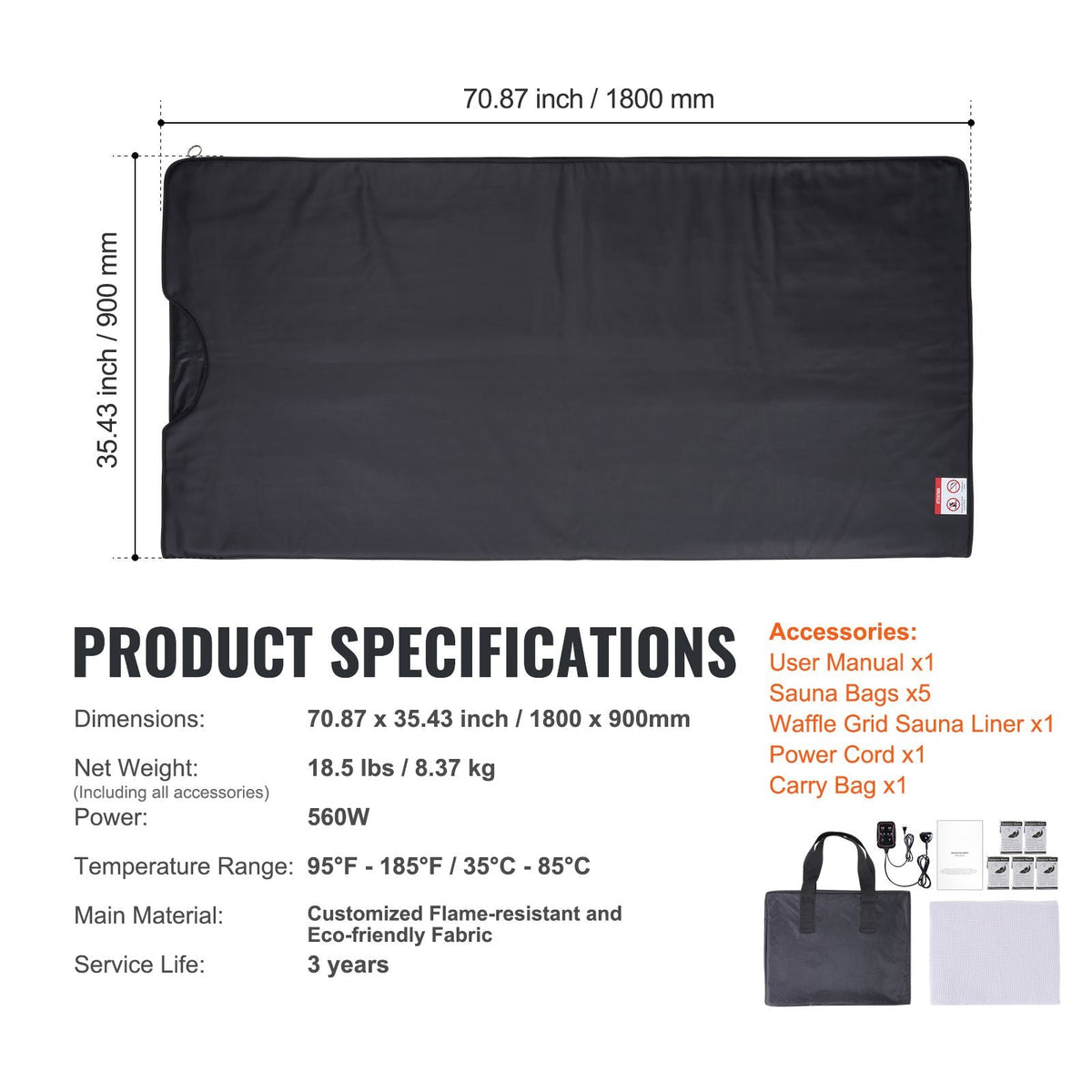Sauna Blanket for Detoxification, Portable Far Infrared Sauna for Home Relaxation, 1-6 Level Adjustable Temp Range 95-185 F, 1-60 Minutes Timer, Far Infrared Carbon Heating Sauna Bag
