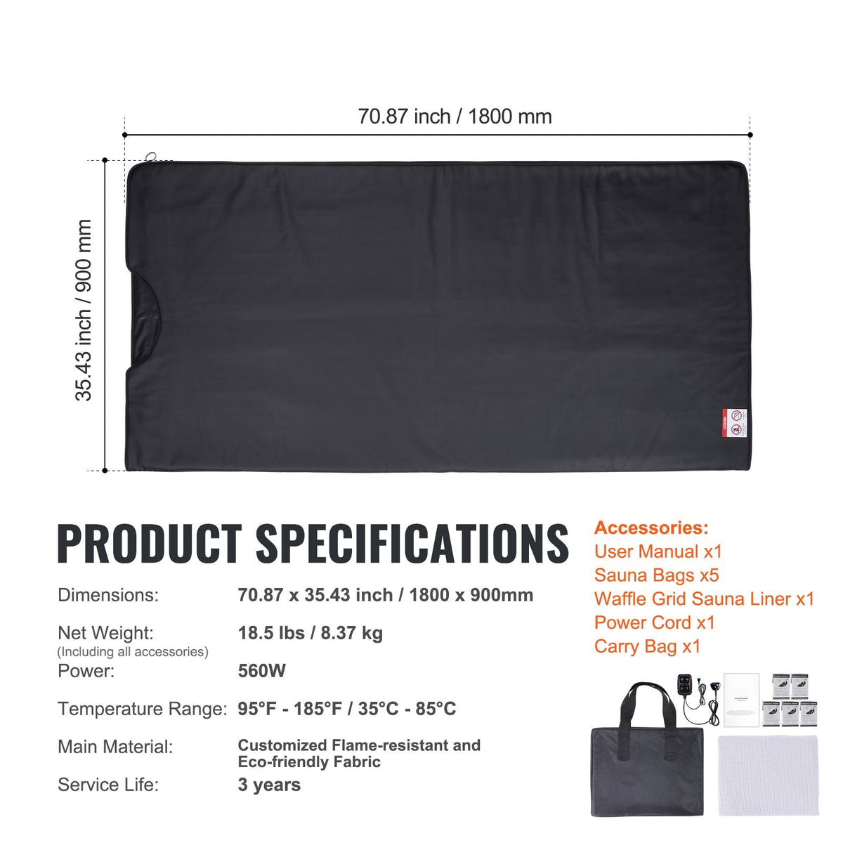 Sauna Blanket for Detoxification, Portable Far Infrared Sauna for Home Relaxation, 1-6 Level Adjustable Temp Range 95-185 F, 1-60 Minutes Timer, Far Infrared Carbon Heating Sauna Bag
