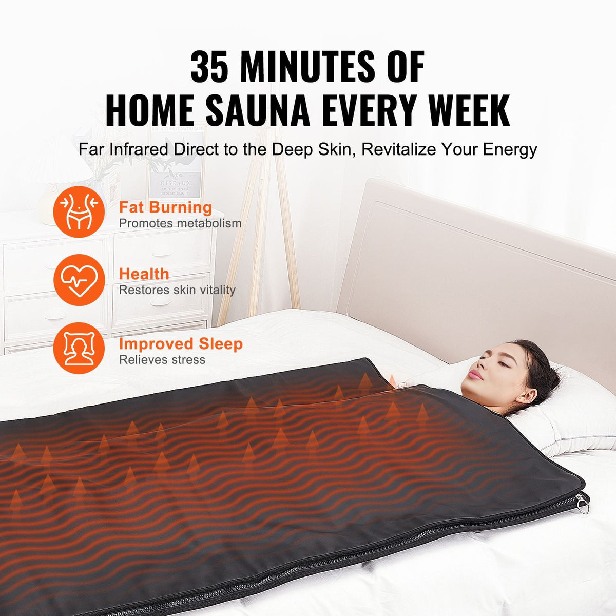 Sauna Blanket for Detoxification, Portable Far Infrared Sauna for Home Relaxation, 1-6 Level Adjustable Temp Range 95-185 F, 1-60 Minutes Timer, Far Infrared Carbon Heating Sauna Bag