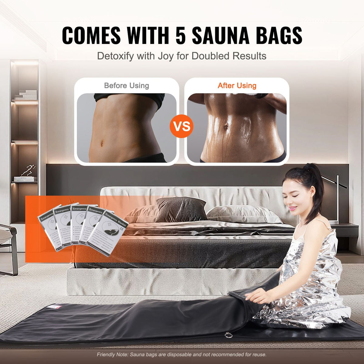 Sauna Blanket for Detoxification, Portable Far Infrared Sauna for Home Relaxation, 1-6 Level Adjustable Temp Range 95-185 F, 1-60 Minutes Timer, Far Infrared Carbon Heating Sauna Bag