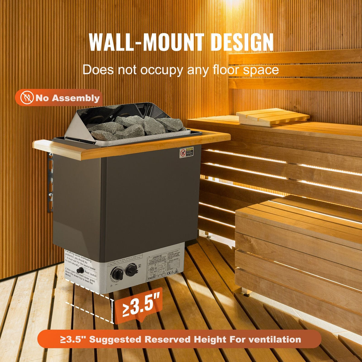 Sauna Heater, 3KW 220V Electric Sauna Stove, Steam Bath Sauna Heater with Built-In Controls, 3h Timer and Adjustable Temp for Max. 70-141 Cubic Feet, Home Hotel Spa Shower Use