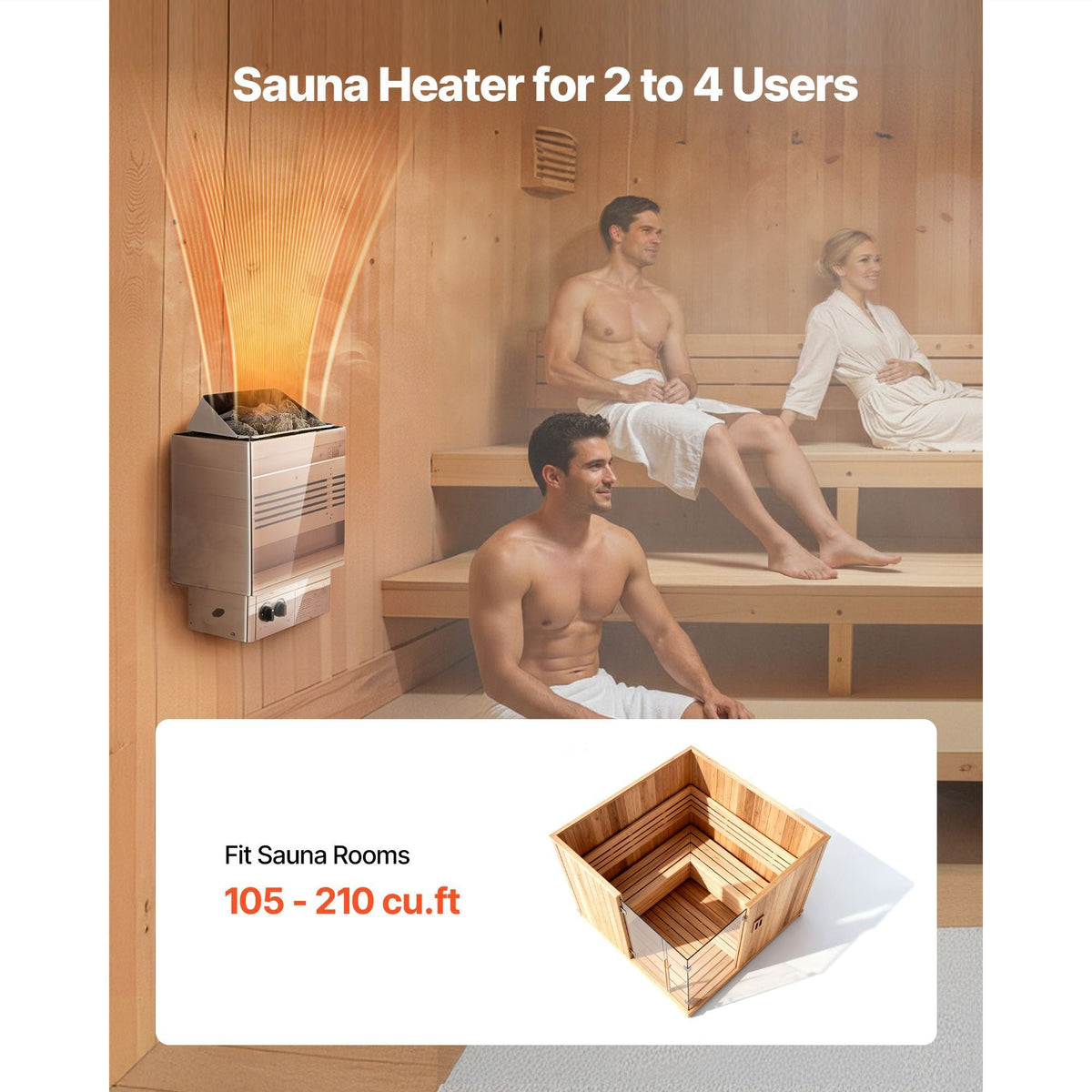 Sauna Heater, 4.5KW 240V Electric Sauna Stove, Dry Steam Bath Saunas Stove with Pre-Drilled Bracket, Fit 105 to 210 CU.FT Saunas Rooms, Steam Bath Stoves for Home, Commercial, Leisure Venues