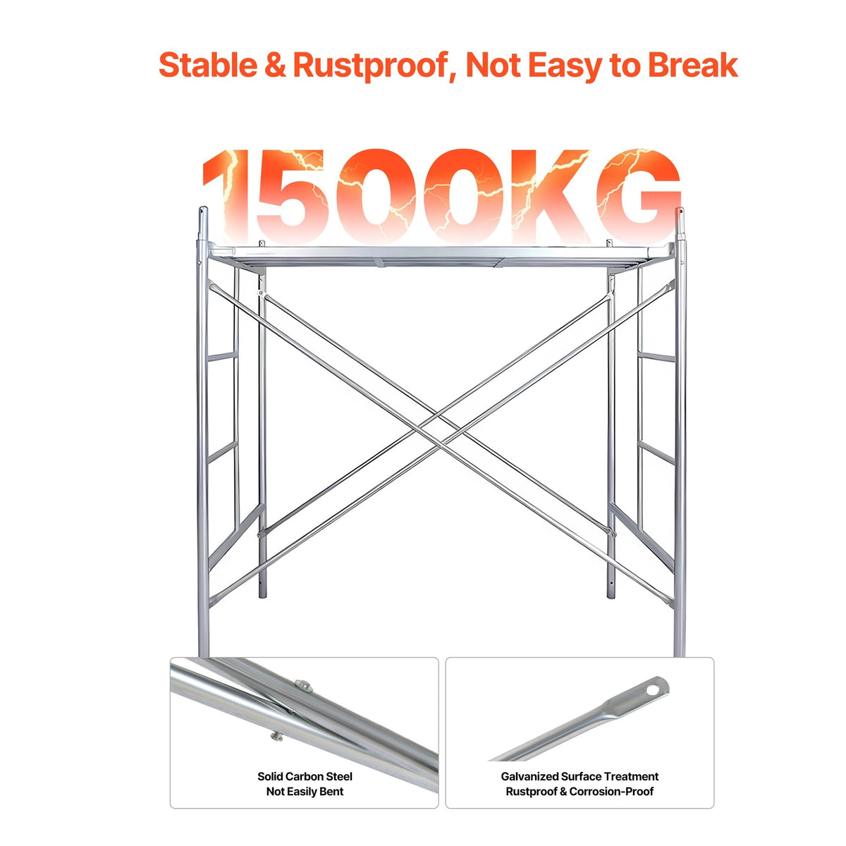 Scaffolding Cross Brace 6x4 ft, 8-Pack Solid Carbon Steel Scaffold Cross Supports, X-Shaped Scaffolding Safety Accessory with Rust- & Corrosion-Proof Galvanized Surface (Only Cross Braces Sold)