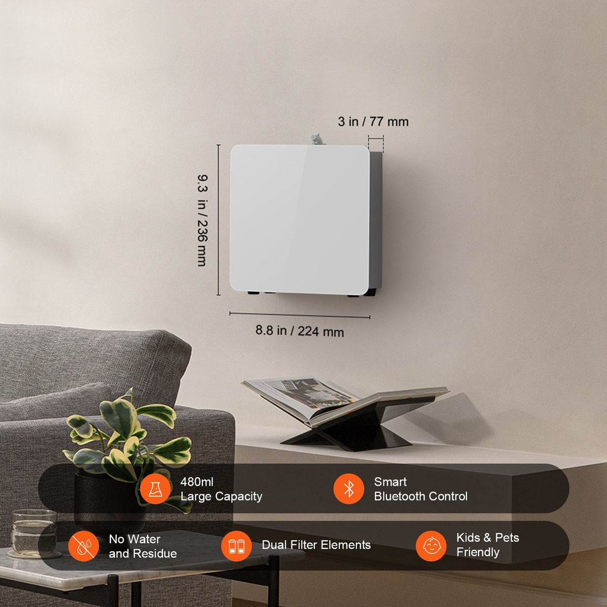 Scent Air Machine, 480ml Bluetooth Smart Essential Oil Diffuser, 2500sq.ft Waterless Scent Diffuser with Cold Air Technology, Aromatherapy Diffuser Machine for Home, Office, Hotel, Spa