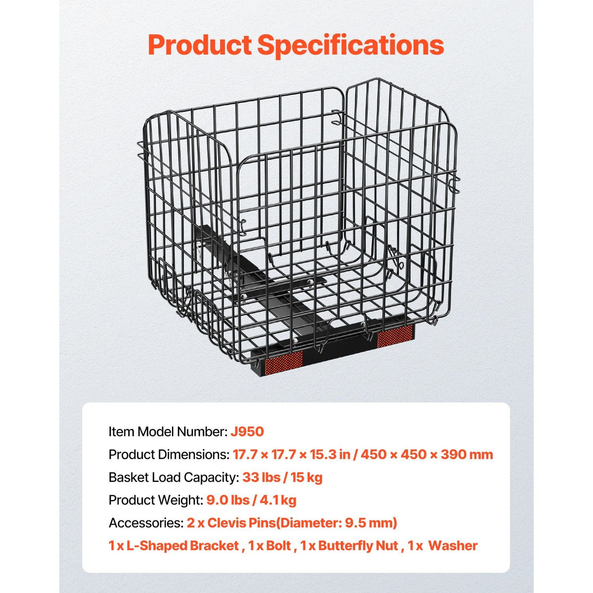 Scooter Rear Basket, Folding Metal Wire Basket, Heavy Duty & Spacious Cargo Basket, Works with 1-inch Receiver, Compatible with Most Golden, Drive & Pride Mobility Scooter