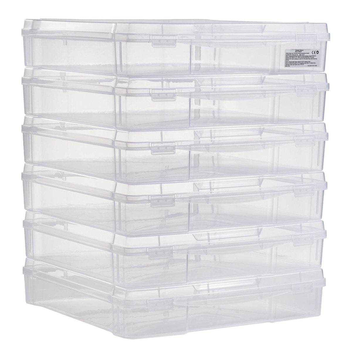 Scrapbook Paper Storage, 6 Pack Stackable Plastic Board Game Boxes, Clear Multi-Purpose Document Case with Rounded Corners and Double Latches, for Office Essentials Tools Arts Crafts Supplies