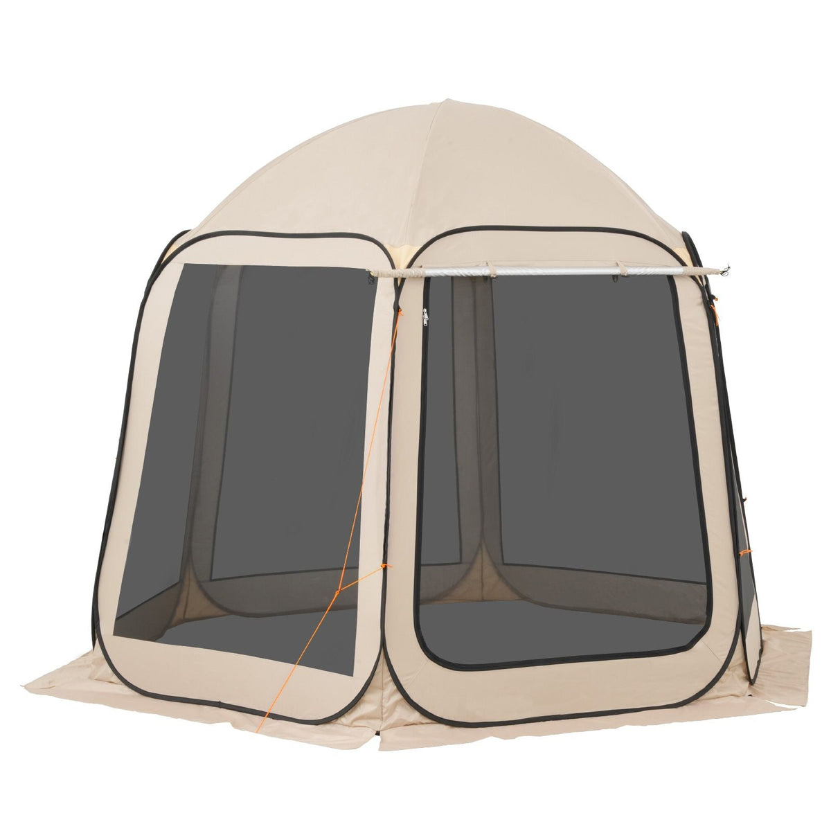 Screen House Tent, 10 x 9.2 ft, 4-8 Person Pop Up Screen Tent with Extended Awning, Portable Screened in Canopy with Carry Bag, Netting Sides, for Patio, Backyard, and Outdoor Activities, Beige