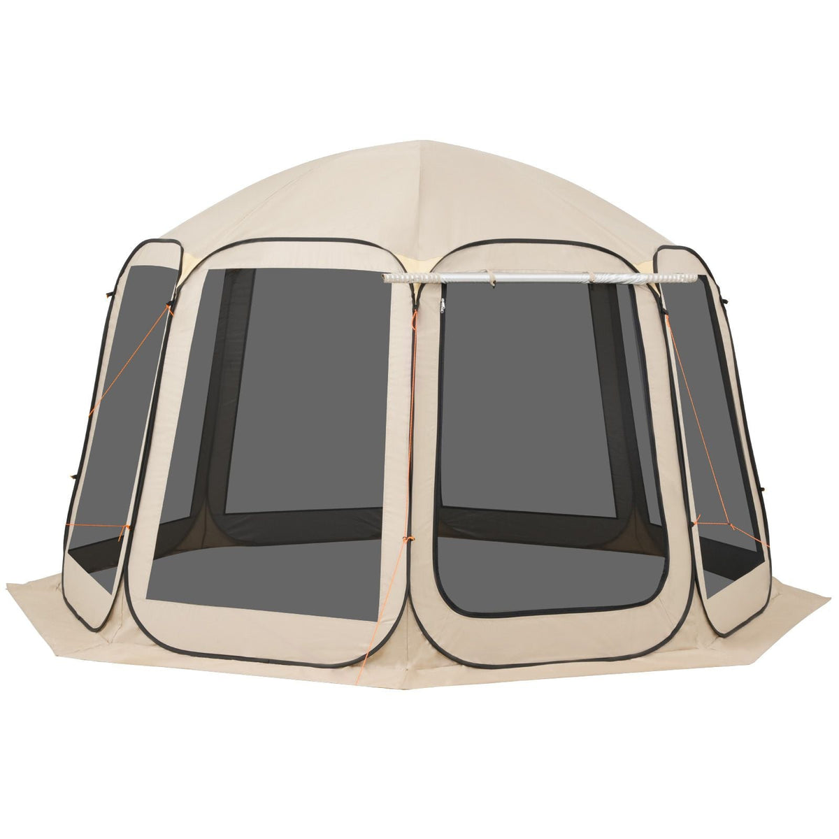 Screen House Tent, 12 x 11 ft, 10-12 Person Pop Up Screen Tent with Extended Awning, Portable Screened in Canopy with Carry Bag, Netting Sides, for Patio, Backyard, and Outdoor Activities, Beige