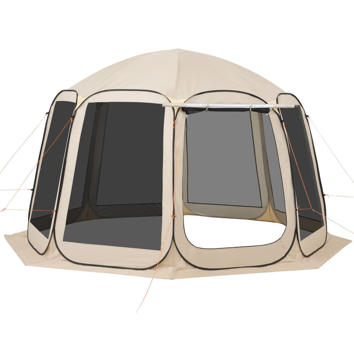 Screen House Tent, 12 x 11 ft, 10-12 Person Pop Up Screen Tent with Extended Awning, Portable Screened in Canopy with Carry Bag, Netting Sides, for Patio, Backyard, and Outdoor Activities, Beige