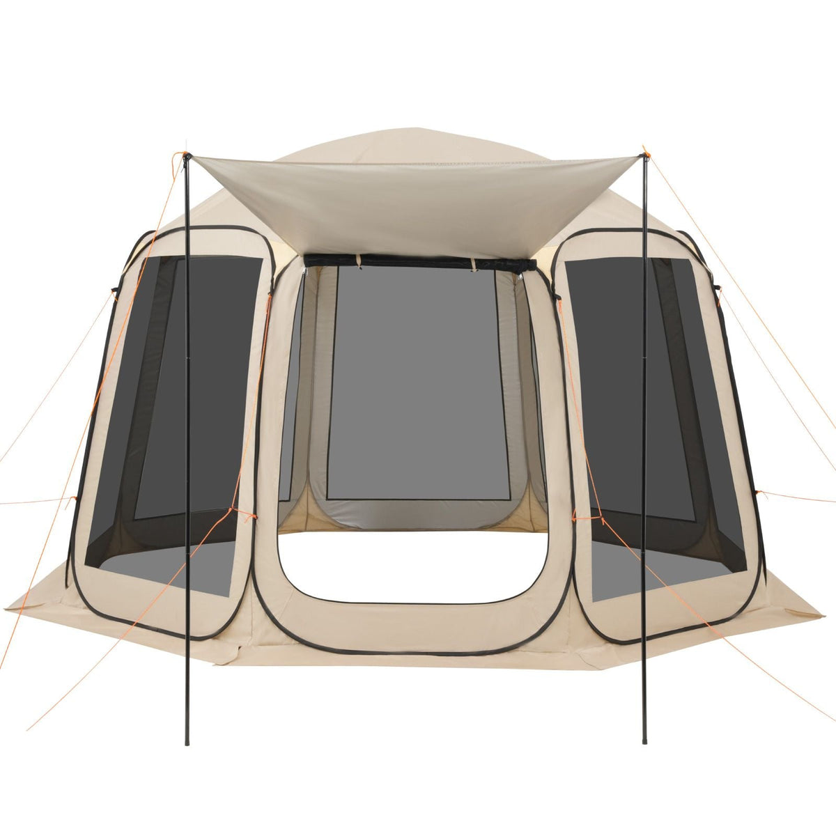 Screen House Tent, 12 x 11 ft, 10-12 Person Pop Up Screen Tent with Extended Awning, Portable Screened in Canopy with Carry Bag, Netting Sides, for Patio, Backyard, and Outdoor Activities, Beige