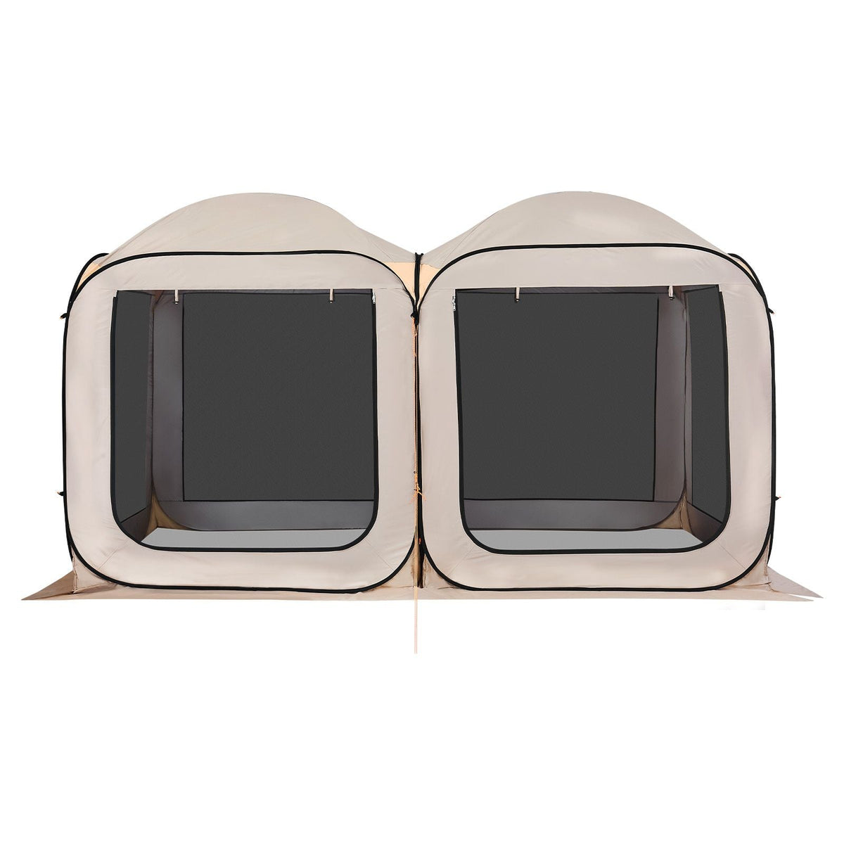 Screen House Tent, 12 x 6 ft, 2 in 1 Pop Up Screen Tent, Portable Screened in Canopy with Carry Bag, Netting Sides, Ground Stakes, for Garden, Patio, Backyard, and Outdoor Activities, Beige