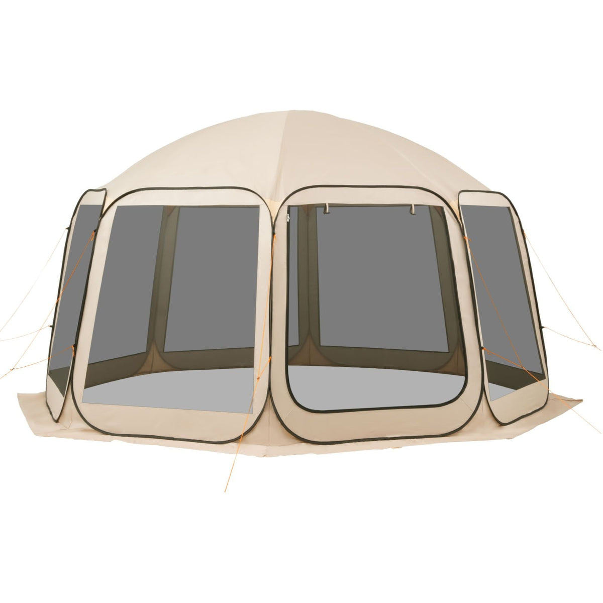 Screen House Tent, 15 x 13.8 ft, 12-15 Person Pop Up Screen Tent, Portable Screened in Canopy with Carry Bag, Netting Sides, Ground Stakes, for Garden, Patio, Backyard, Outdoor Activities, Beige