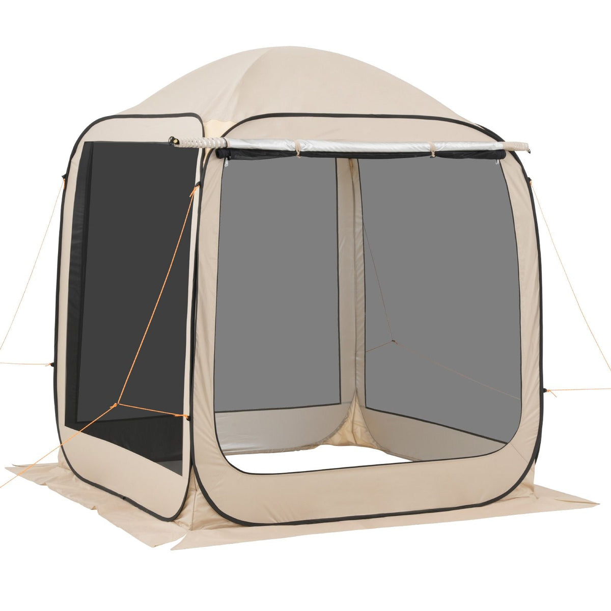 Screen House Tent, 6 x 6 ft, 4-6 Person Pop Up Screen Tent with Extended Awning, Portable Screened in Canopy with Carry Bag, Netting Sides, for Patio, Backyard, and Outdoor Activities, Beige