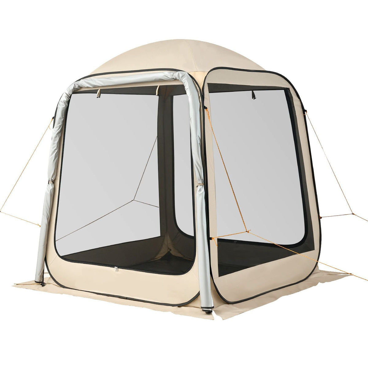 Screen House Tent, 6 x 6 ft, 4-6 Person Pop Up SUV Tailgate Tent, Portable Screened in Canopy with Carry Bag, Netting Sides, for Car Camping, Garden, Patio, Backyard, Outdoor Activities, Beige