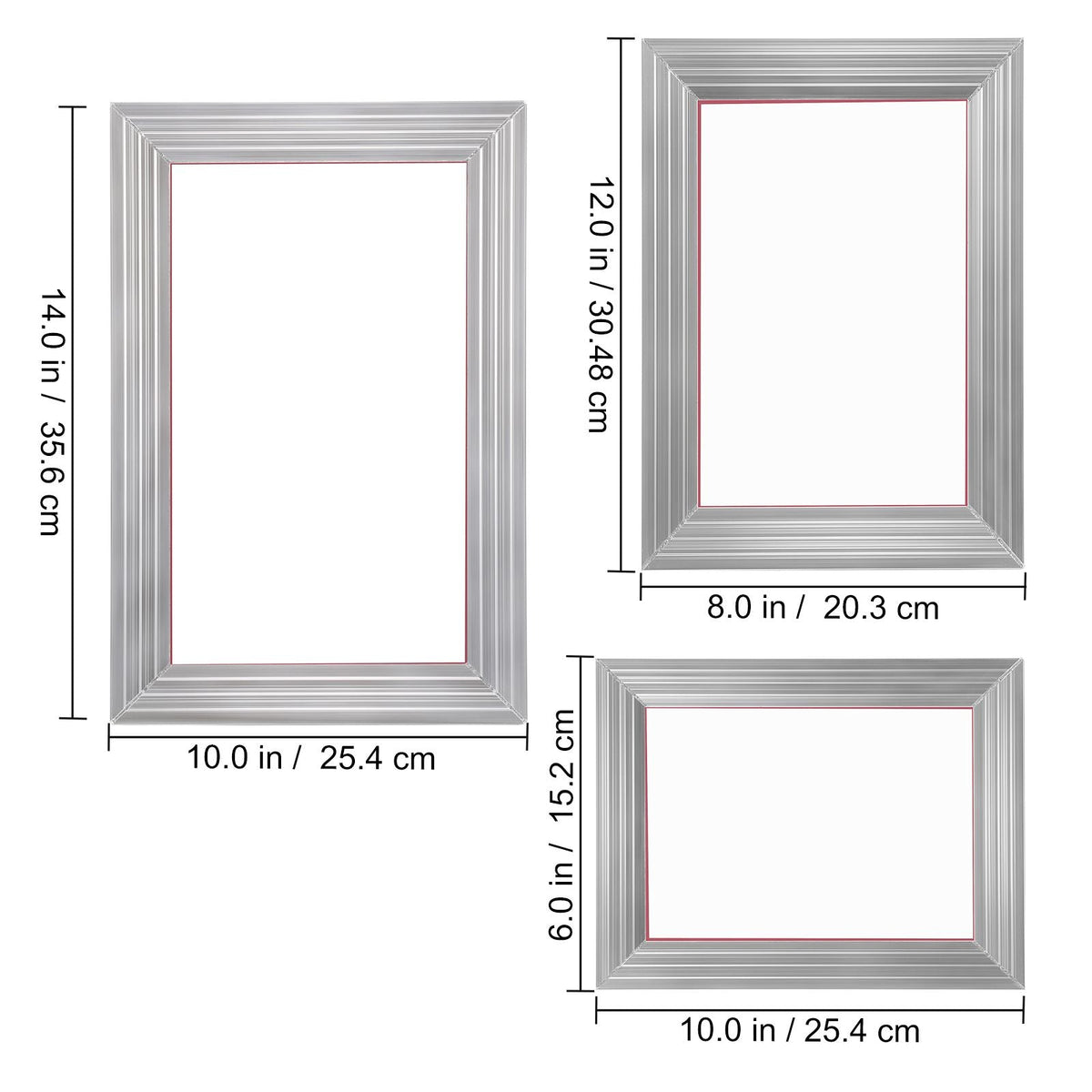Screen Printing Kit, 3 PCS Aluminum Silk Screen Printing Frames, 5 Glitters and Screen Printing Squeegees and Transparency Films, 6x10/8x12/10x14inch 110 Count Mesh, for DIY T-shirts Printing
