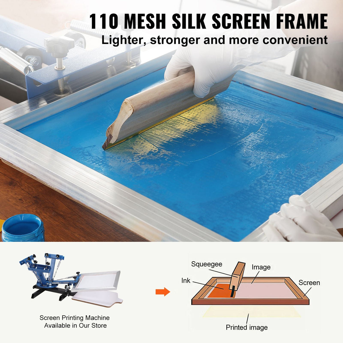 Screen Printing Kit, 4 Pieces Aluminum Silk Screen Printing Frames, 20x20inch Silk Screen Printing Frame with 110 Count Mesh, High Tension Nylon Mesh and Sealing Tape for T-shirts DIY Printing