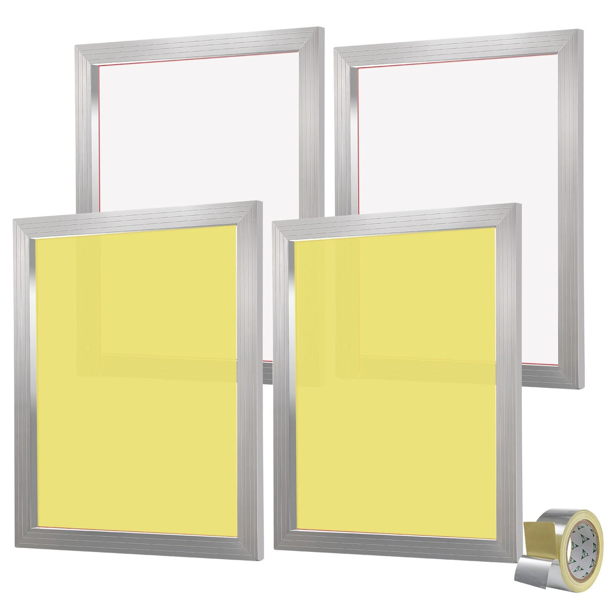Screen Printing Kit, 4 Pieces Aluminum Silk Screen Printing Frames, 20x24inch Silk Screen Printing Frame with 355 Count Mesh, High Tension Nylon Mesh and Sealing Tape for T-shirts DIY Printing