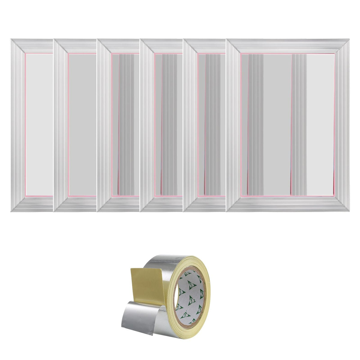 Screen Printing Kit, 6 Pieces Aluminum Silk Screen Printing Frames, 10x14inch Silk Screen Printing Frame with 110 Count Mesh, High Tension Nylon Mesh and Sealing Tape for T-shirts DIY Printing