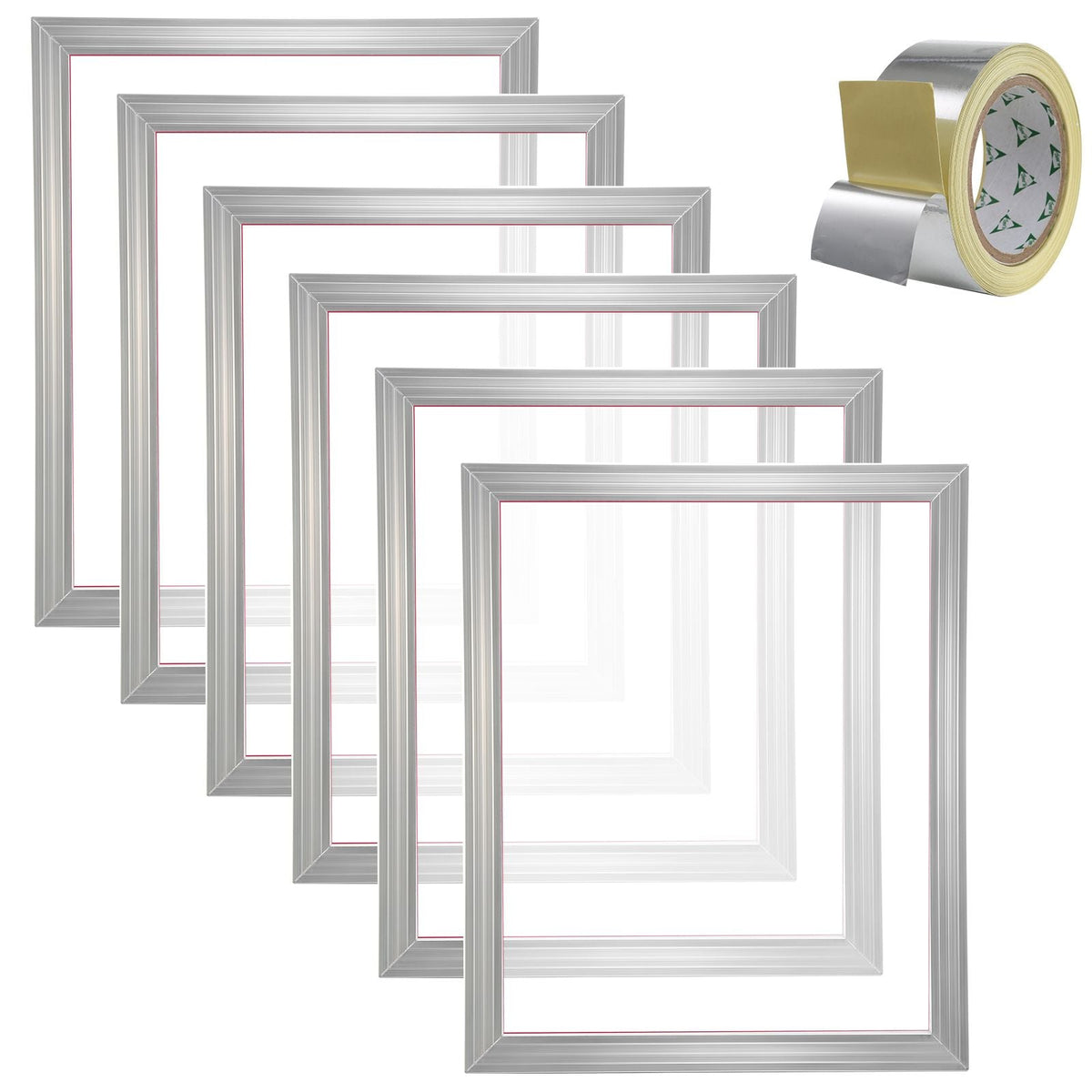 Screen Printing Kit, 6 Pieces Aluminum Silk Screen Printing Frames, 16x20inch Silk Screen Printing Frame with 110 Count Mesh, High Tension Nylon Mesh and Sealing Tape for T-shirts DIY Printing