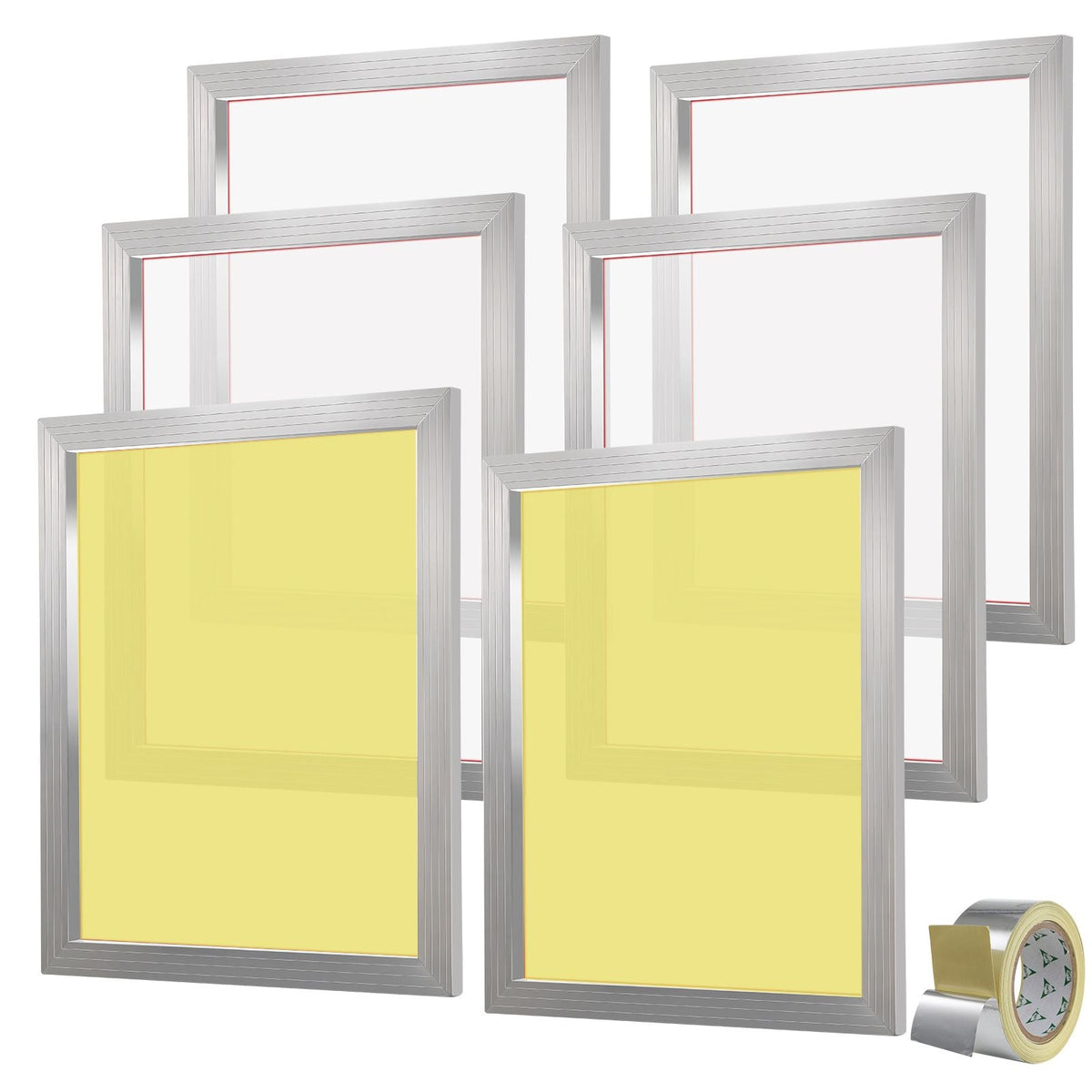 Screen Printing Kit, 6 Pieces Aluminum Silk Screen Printing Frames, 20x24inch Silk Screen Printing Frame with 160 Count Mesh, High Tension Nylon Mesh and Sealing Tape for T-shirts DIY Printing