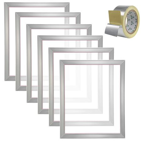 Screen Printing Kit, 6 Pieces Aluminum Silk Screen Printing Frames, 20x24inch Silk Screen Printing Frame with 305 Count Mesh, High Tension Nylon Mesh and Sealing Tape for T-Shirts DIY Printing