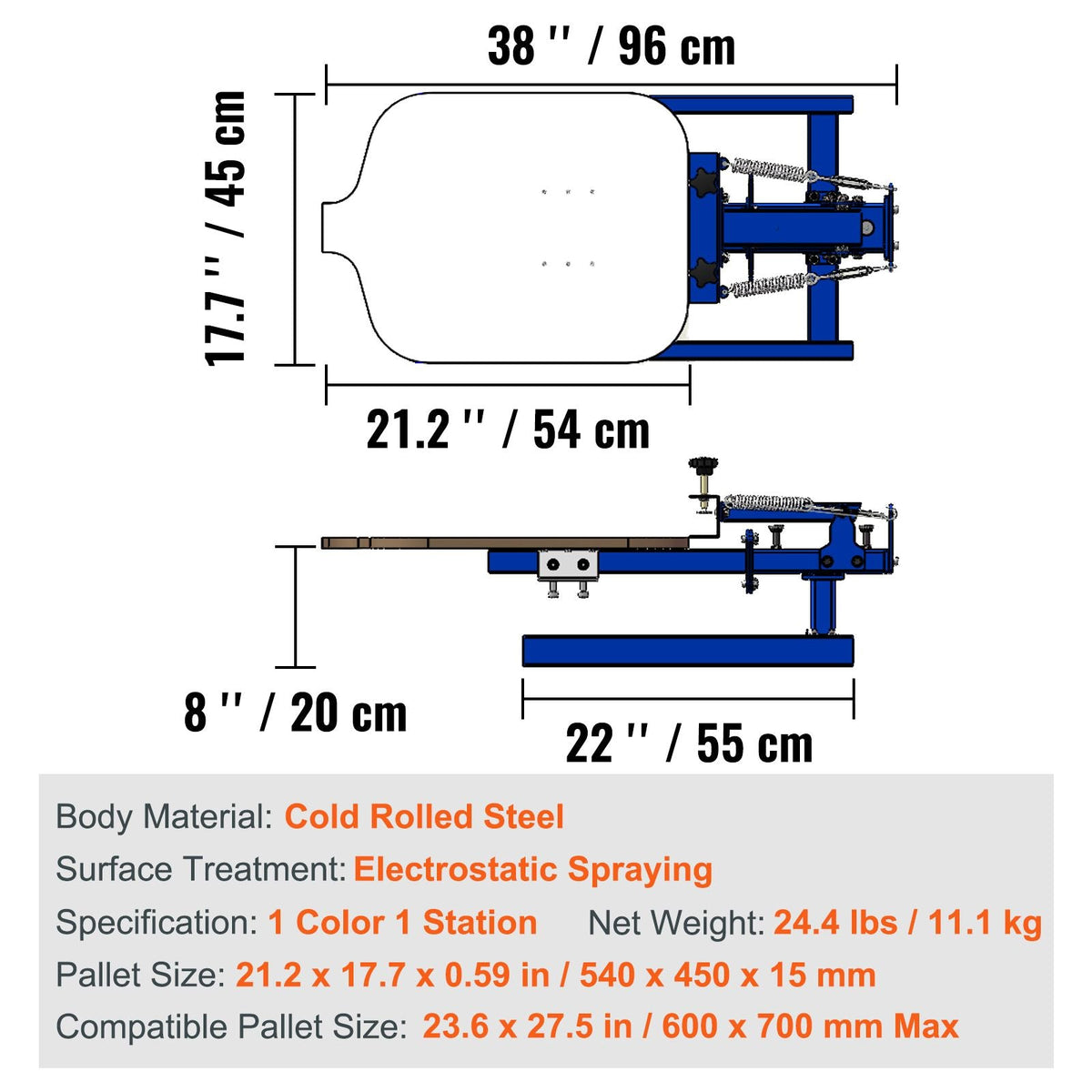 Screen Printing Machine, 1 Color 1 Station Silk Screen Printing Press, 21.2x17.7in Screen Printing Press, Double-layer Positioning Pallet, Adjustable Tension for T-shirt DIY Printing