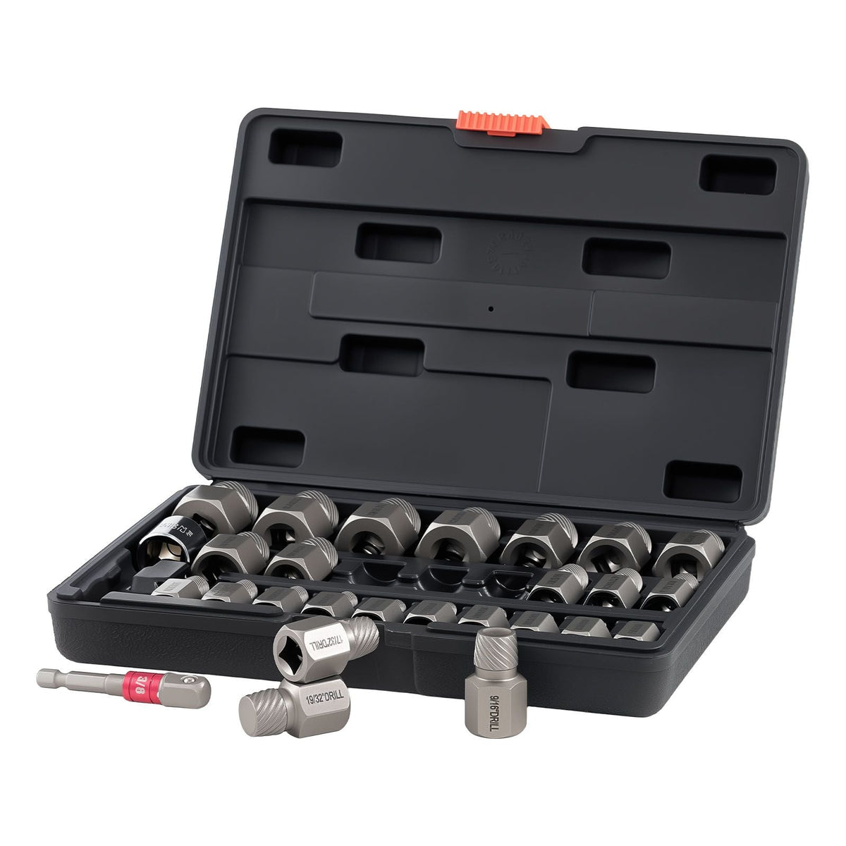 Screw Extractor Set, 27 Pieces Hex Head Multi-Spline Easy Out Bolt Extractor Tool, with Adapters, Solid Storage Case, Cr-Mo Steel Stripped Bolt Remover for Removing Rounded, Broken Bolts, Screws