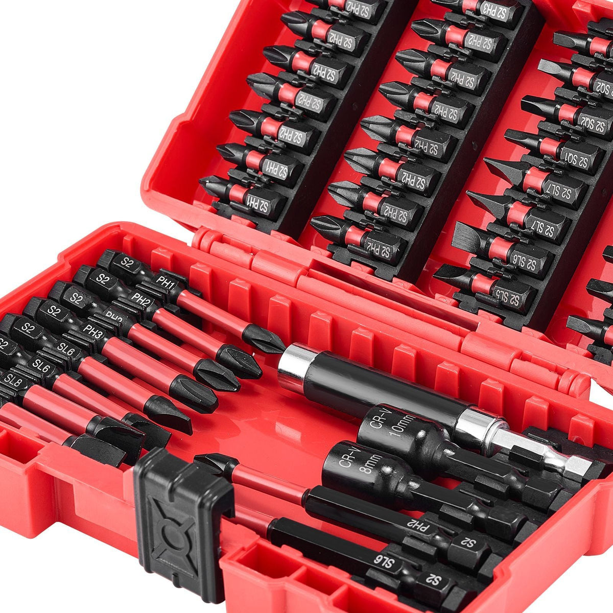Screwdriver Bit Set, 101-Piece, Magnetic Phillips, Pozidriv, Slotted, Square, Torx, Hex Bits, Hex Nut Sockets, Extension Rod with Storage Case, High-Strength S2 Alloy Steel, Blackened Finish