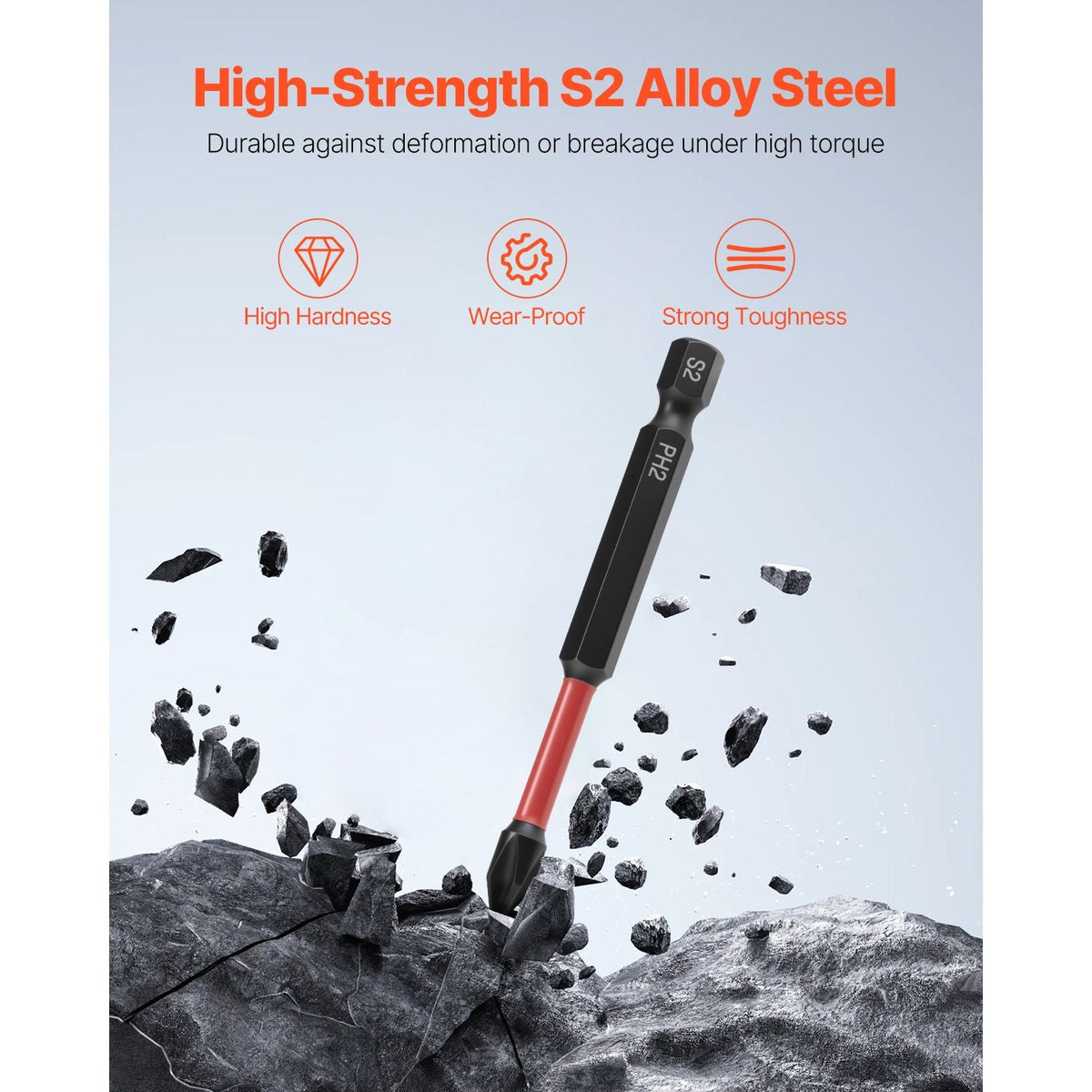 Screwdriver Bit Set, 45-Piece, Magnetic Phillips, Slotted, Square, Torx Bit, Hex Nut Sockets, Extension Rod with Transparent Storage Case, High-Strength S2 Alloy Steel, Blackened Finish
