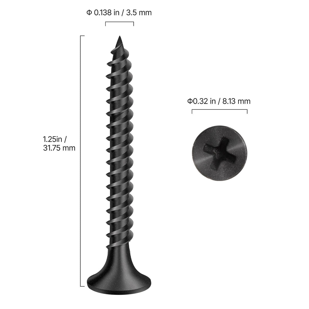 Screws, #6 x 1-1/4 inch Length Drywall to Wood Collated Screw, All Purpose High-Hardness Alloy Steel Self Drilling Drywall Screws, for Home DIY, Space Renovation(1000 per Box)