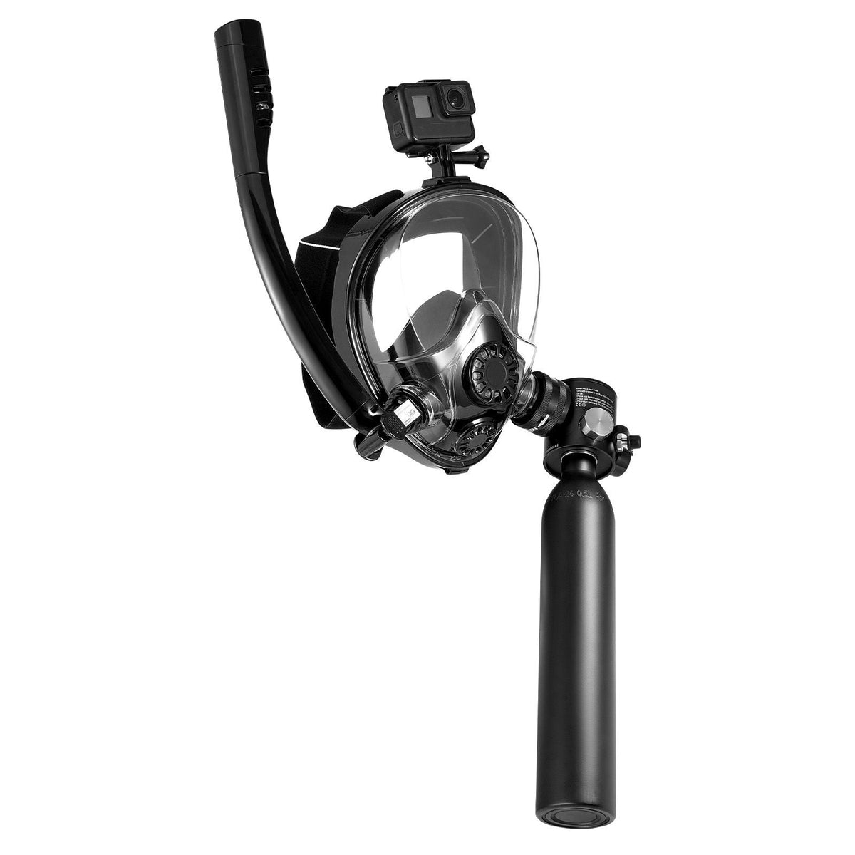 Scuba Tank, 0.5L Portable Diving Tank, Diving Oxygen Cylinder Support 5-10 Minutes Underwater Breathing, 32.81 ft Diving Depth, Refillable Snorkel Air Tank with Pump for Underwater Exploration