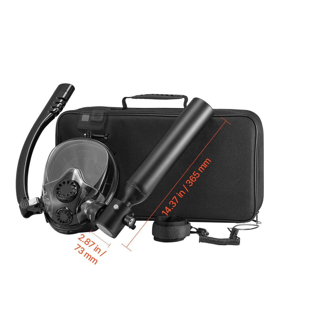 Scuba Tank, 0.5L Portable Scuba Diving Tank, Diving Oxygen Cylinder Supports 5-10 Minutes Underwater Breathing, 98.43 ft Diving Depth, Lung Tank Kit with Snorkel Mask for Underwater Exploration