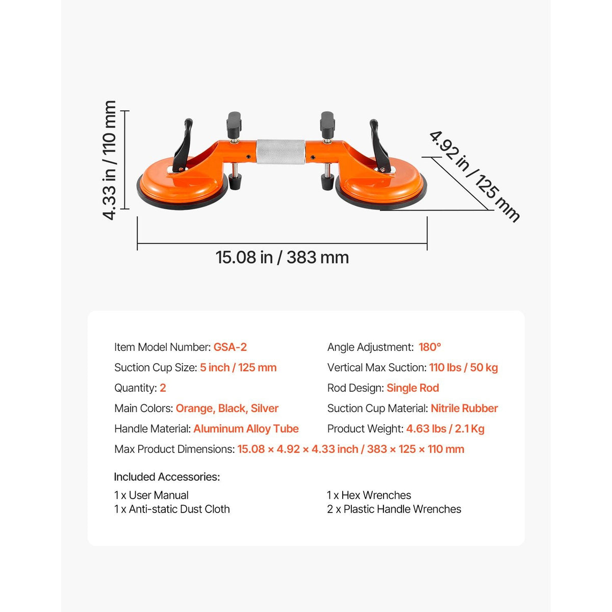 Seamless Seam Setter, 2 Packs Granite Seam Setter with 5 in Vacuum Suction Cups, Seam Joiner for Seam Joining & Leveling, 180° Adjustable, Countertop Installation Tool for Tile Stone Marble Slab