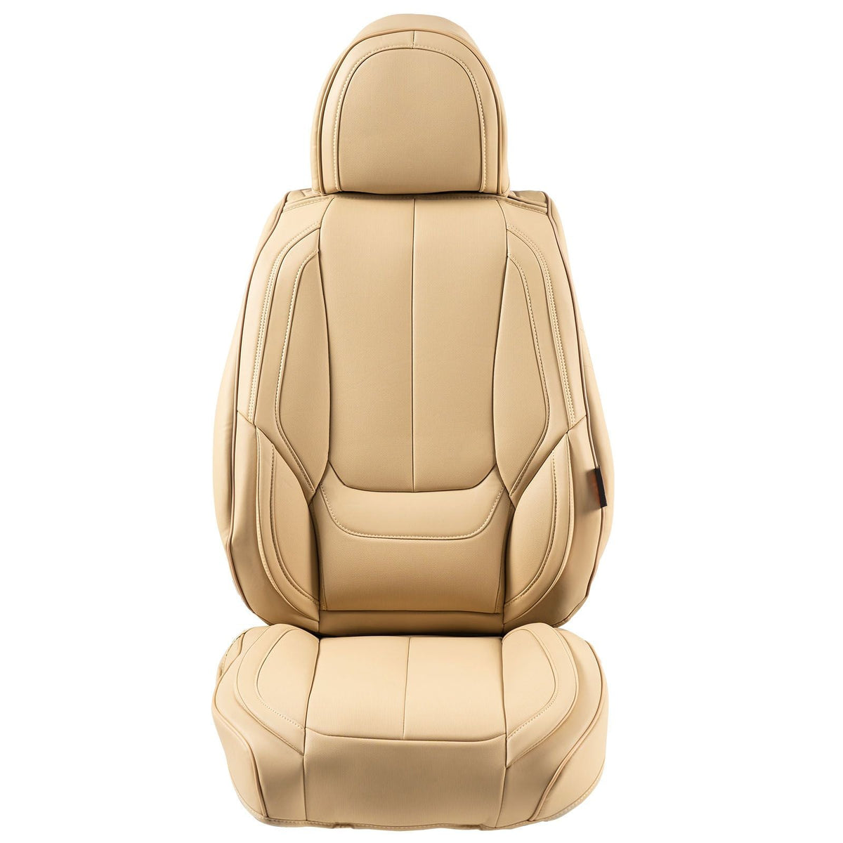 Seat Covers, Universal Car Seat Covers Front Seats, 6pcs Faux Leather Seat Cover, Full Enclosed Design, Detachable Headrest and Airbag Compatible, for Most Cars SUVs and Trucks Beige