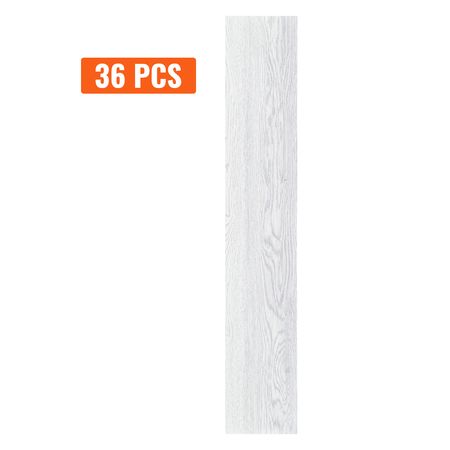 Self Adhesive Vinyl Floor Tiles 36 x 6 inch, 36 Tiles 2.5mm Thick Peel & Stick, Light Gray Wood Grain DIY Flooring for Kitchen, Dining Room, Bedrooms & Bathrooms, Easy for Home Decor