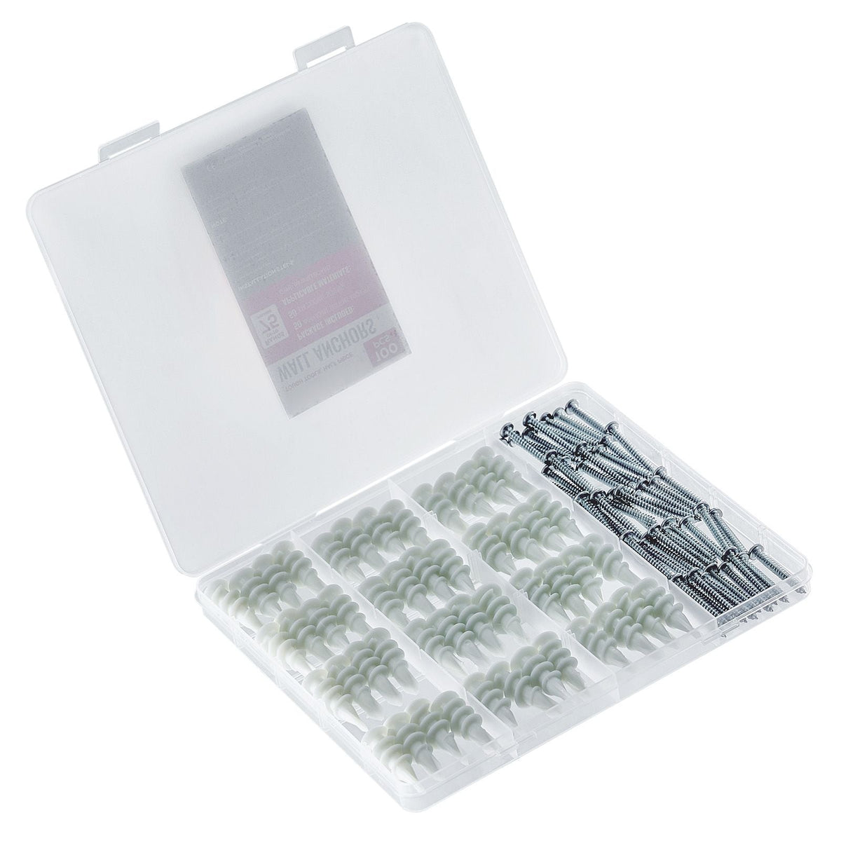Self Drilling Drywall Anchors, 100 PCS Dry Wall Anchors and Screws, Drywall Anchors Kit with Screws, No Drill Hole Required Nylon Plastic Wall Anchors and Heavy Duty Metal Screws, for Drywall