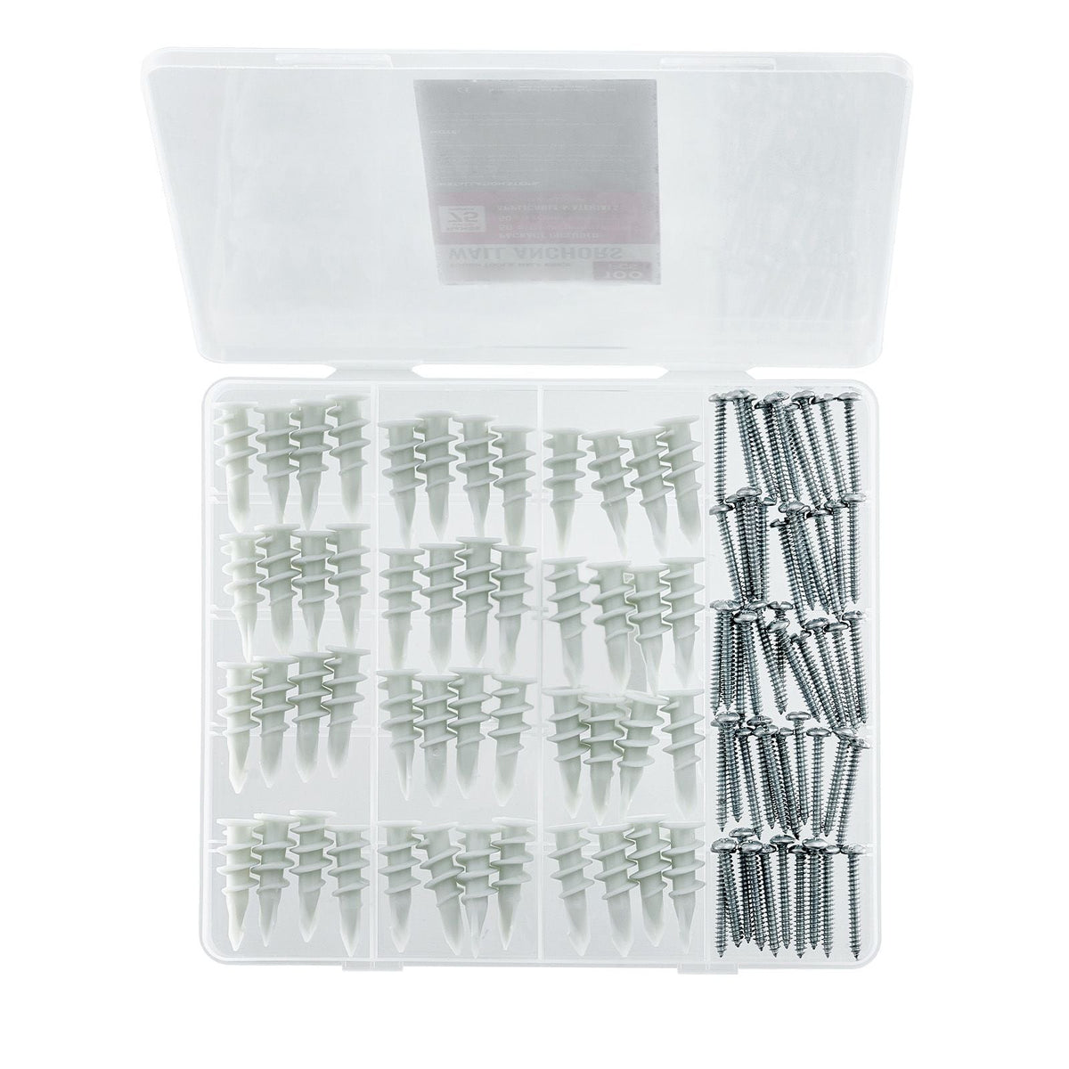Self Drilling Drywall Anchors, 100 PCS Dry Wall Anchors and Screws, Drywall Anchors Kit with Screws, No Drill Hole Required Nylon Plastic Wall Anchors and Heavy Duty Metal Screws, for Drywall