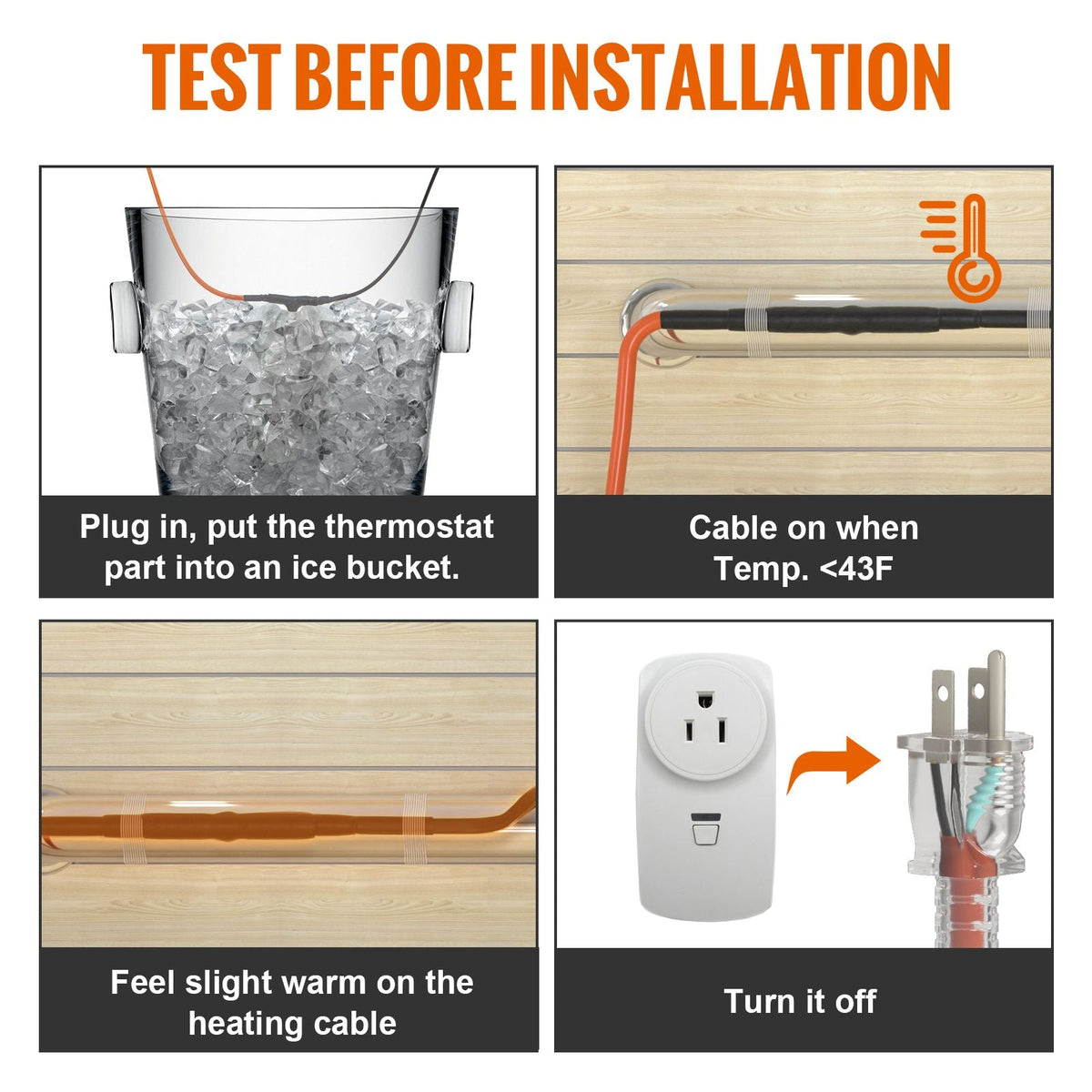Self-Regulating Pipe Heating Cable, 100-feet 5W/ft Heat Tape for Pipes Freeze Protection, Protects PVC Hose, Metal and Plastic Pipe from Freezing, 120V