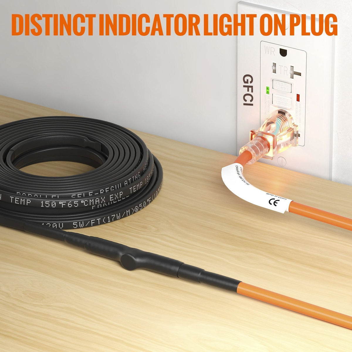 Self-Regulating Pipe Heating Cable, 30-feet 5W/ft Heat Tape for Pipes Freeze Protection, Protects PVC Hose, Metal and Plastic Pipe from Freezing, 120V