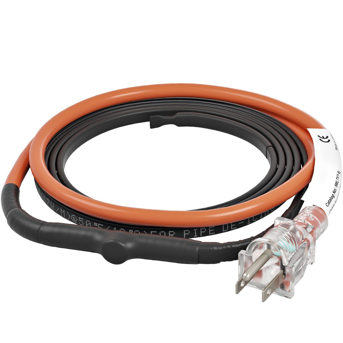 Self-Regulating Pipe Heating Cable, 6-feet 5W/ft Heat Tape for Pipes Freeze Protection, Protects PVC Hose, Metal and Plastic Pipe from Freezing, 120V