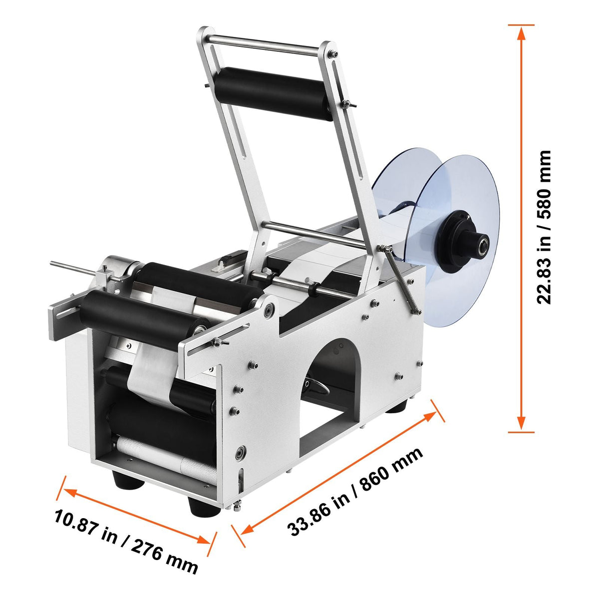 Semi-Automatic Round Labeling Machine, 20-50pcs/min, Electric Bottle Label Applicator for Round Bottles, Round Bottle Labeler Suitable for Bottle Diameter 0.78-4.72 inches (with Pressing Bar)