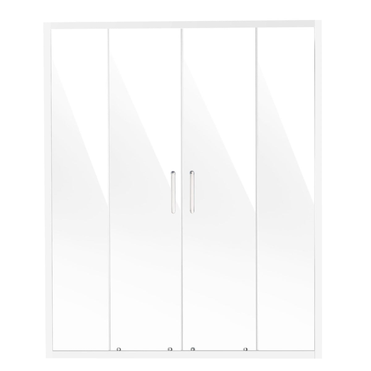 Semi-frameless Shower Door, 57.8-59 W x 70 H in, Double Sliding Glass Door with 1/4 in(6mm) Clear Tempered Glass, Waterproof Shatterproof NANO Stainproof with Stainless Steel Hardware, Chrome