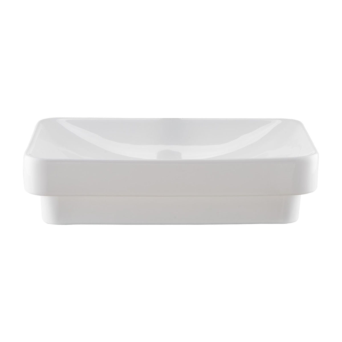 Semi Recessed Bathroom Sink, 19.29 x 12.01 Inch Rectangular White Ceramic Vessel Sink with 1-3/4 Inch Drain Hole, Drop in Modern Lavatory Vanity Bath Wash Bowl Basin, Rectangle for Small Space