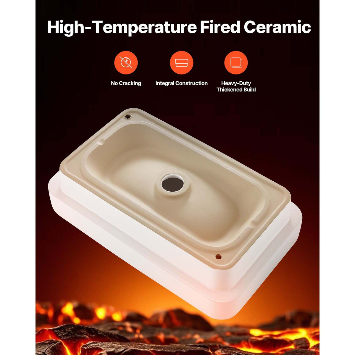 Semi Recessed Bathroom Sink, 19.29 x 12.01 Inch Rectangular White Ceramic Vessel Sink with 1-3/4 Inch Drain Hole, Drop in Modern Lavatory Vanity Bath Wash Bowl Basin, Rectangle for Small Space